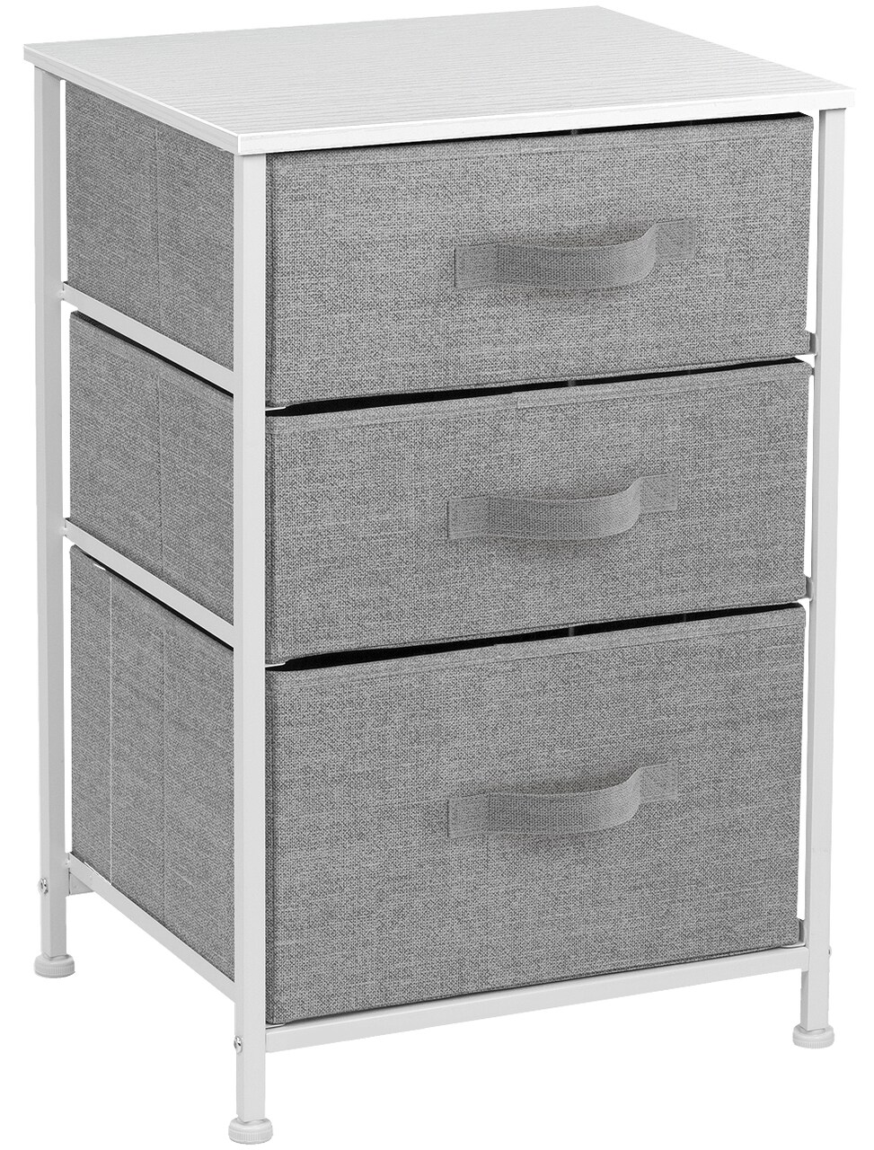 Sorbus Nightstand with 3 Drawers - Furniture Storage for Bedroom, Closet, Office Organization - Steel Frame, Wood Top, Pastel Fabric Bin
